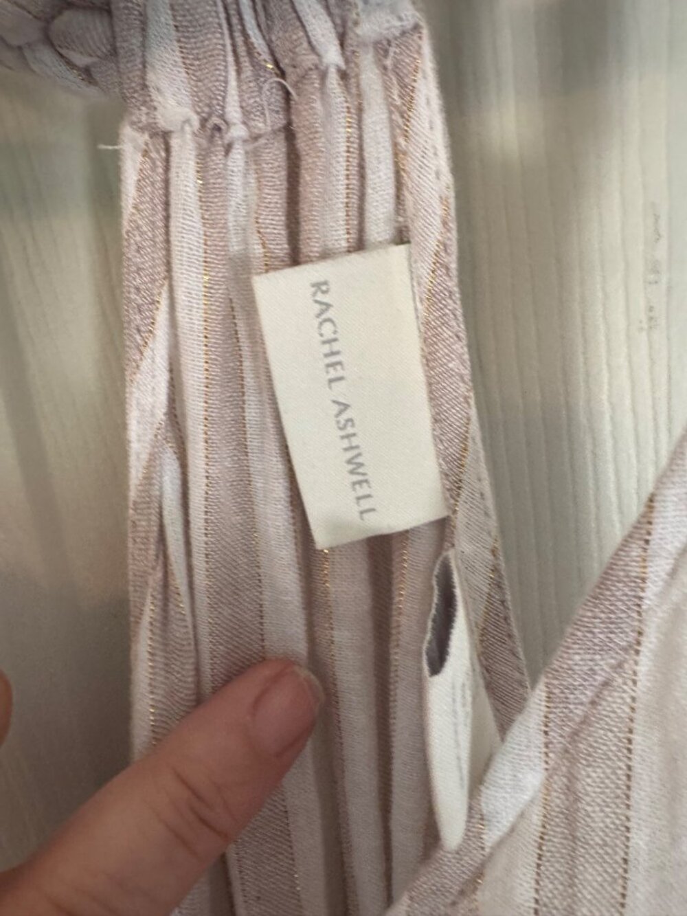 Rachel Ashwell Striped Bathing Suit Cover-up Midi Dress Linen Braided Straps L - Picture 11 of 13